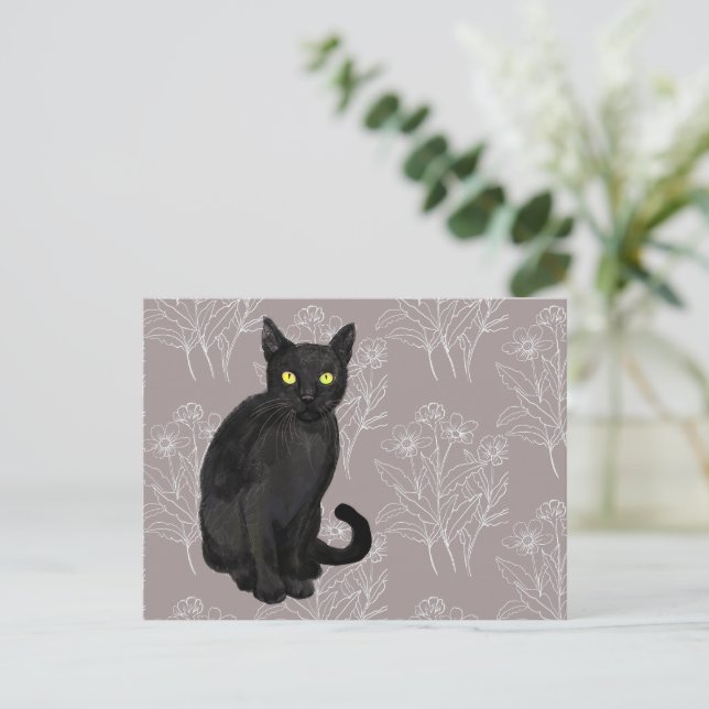 Schwarzer Katzenhintergrund Postkarte (Stehend Vorderseite)