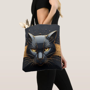 Schwarzer Katzenkopf mit goldenem Tropfendesign 🐈