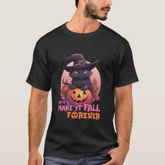 Schwarzer Katzenkürbis lässt es für immer fallen V T-Shirt