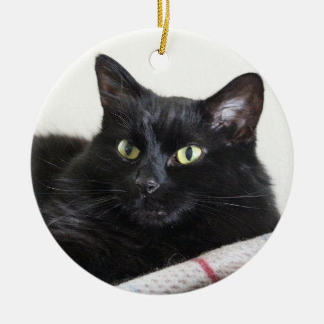 Schwarzer Katzenschmuck Keramik Ornament (Vorne)