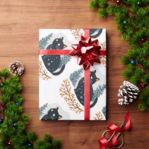Schwarzer Katzenschnee Geschenkpapier