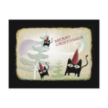 Schwarzer Katzenschnee Wind Dezember kalte Postkar