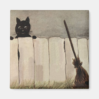 Schwarzer Katzenzaun Magnet