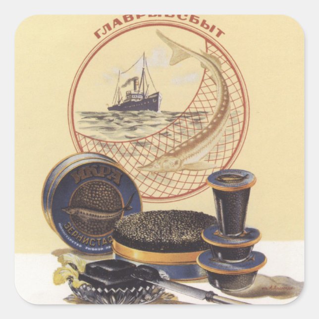 Schwarzer Kaviar Quadratischer Aufkleber (Vorderseite)