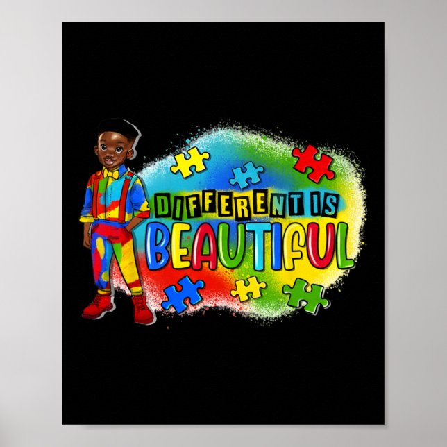 Schwarzer Kid Autismus anders ist schön Autismus A Poster (Vorne)