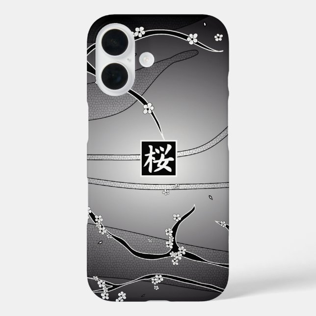 Schwarzer Kirschblossom Case-Mate iPhone Hülle (Rückseite)