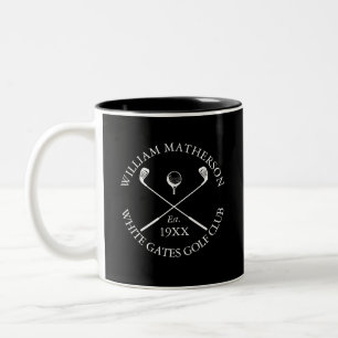 Schwarzer klassischer Golfclub-Name personalisiert Zweifarbige Tasse