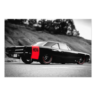Schwarzer klassischer Muscle-Car Fotodruck