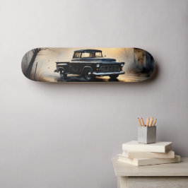 Schwarzer klassischer Vintage-Pickup-Truck 1957 Skateboard