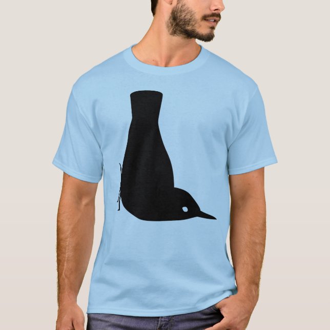 Schwarzer Kleiber-Vogel, der abwärts T-Shirt (Vorderseite)