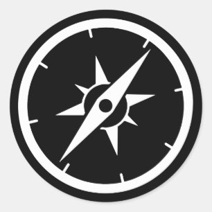 Schwarzer Kompass Runder Aufkleber