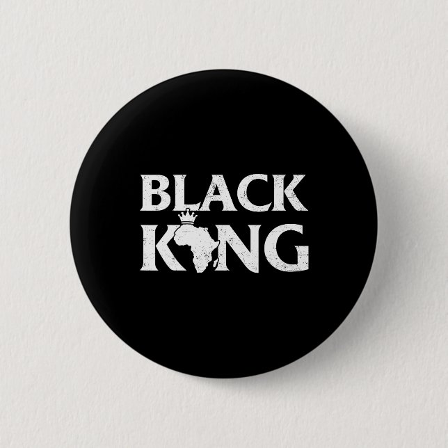 Schwarzer König Afrikanische Karte Schwarzer Stolz Button (Vorderseite)