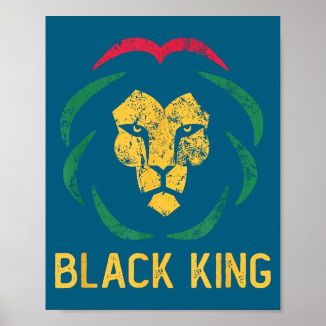 Schwarzer König Löwe Schwarze Geschichte Monat Män Poster (Vorne)