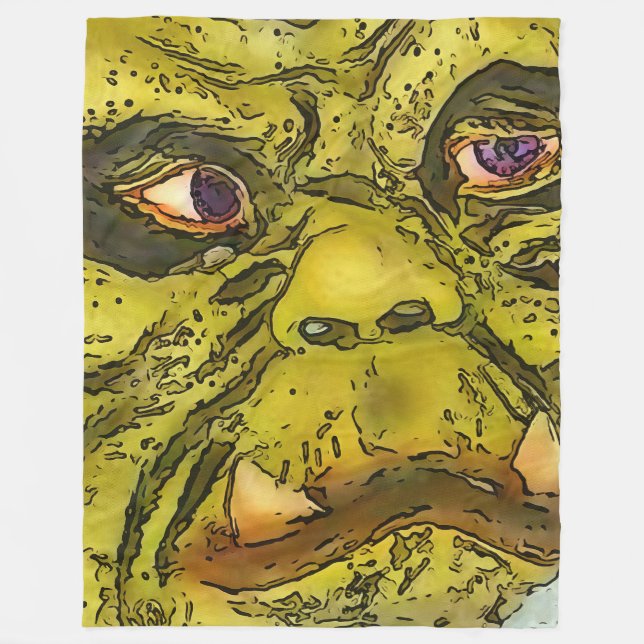 Schwarzer Kontur-Cartoon Fleecedecke (Vorderseite)