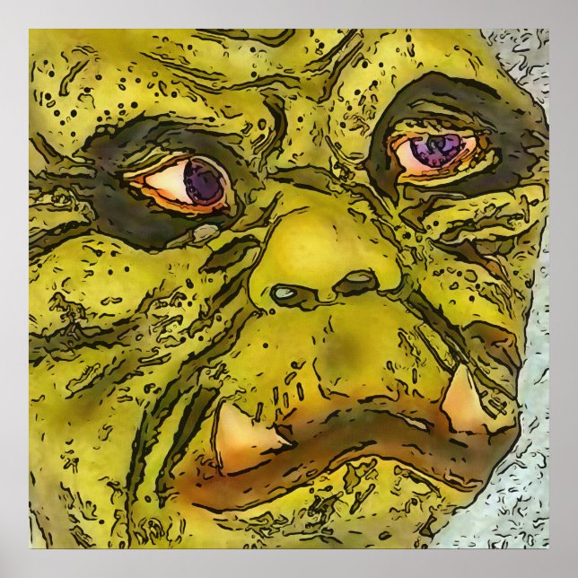 Schwarzer Kontur-Cartoon Poster (Vorne)