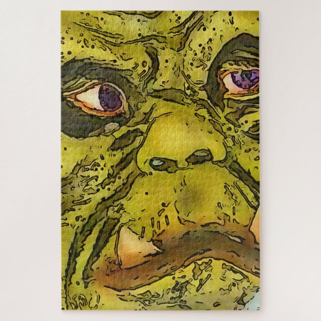 Schwarzer Kontur-Cartoon Puzzle (Vertikal)