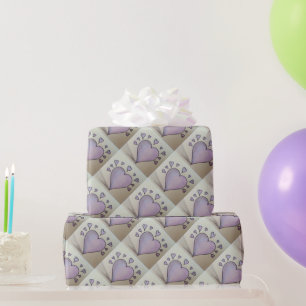 schwarzer Konturentwurf der großen lila Herzen de Geschenkpapier