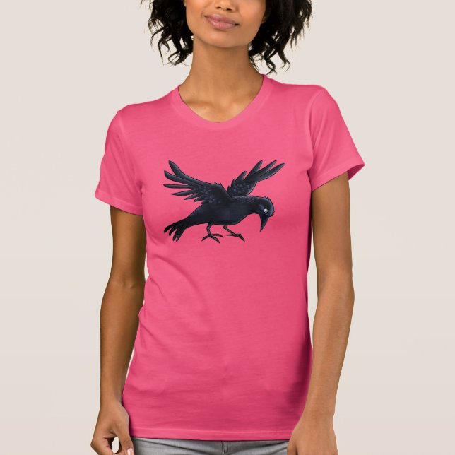 Schwarzer Krähen-Malerei-Damen-T - Shirt (Vorderseite)