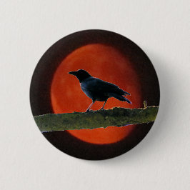 Schwarzer Krähen-Rot-Mond Button
