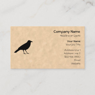 Schwarzer Krähen-Vogel auf einem Pergament-Muster Visitenkarte
