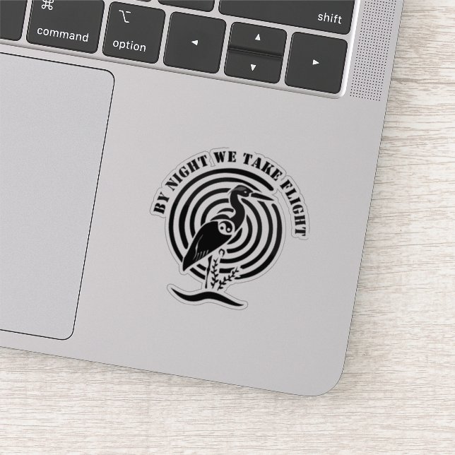 Schwarzer Kranich Stehend in Wasser Silhouette Con Aufkleber (Ausschnitt)