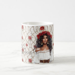 Schwarzer Kranz aus falschen Holzrosen für Frauen, Kaffeetasse