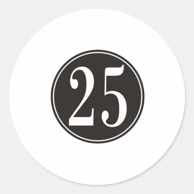 Schwarzer Kreis - Nummer 25 (vorne) Runder Aufkleber (Vorderseite)
