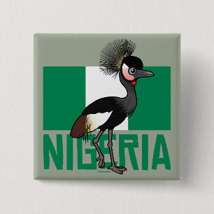 Schwarzer Krönen-Kran von Nigeria Button