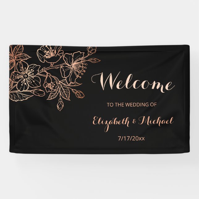 Schwarzer Kupferflor | Gothic Wedding Welcome Banner (Horizontal)