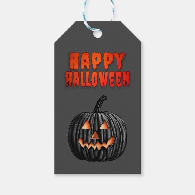 Schwarzer Kürbis Geschenkanhänger (Vorderseite)