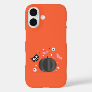 Schwarzer Kürbis und Niedliches KatzenHalloween iPhone 16 Hülle