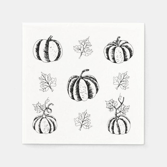 Schwarzer Kürbis zu Halloween Serviette (Vorderseite)