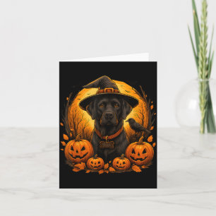 Schwarzer Lab Halloween Hexenhut Labrador Hund Kür Karte