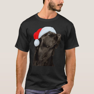 Schwarzer Lab Hund Weihnachtsmann Hut Weihnachten T-Shirt