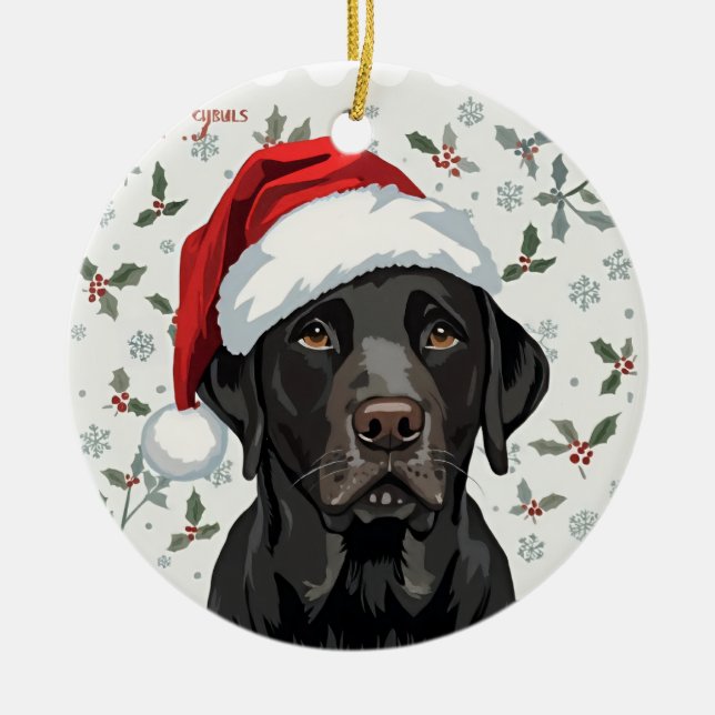 Schwarzer Lab Keramik Ornament (Vorne)