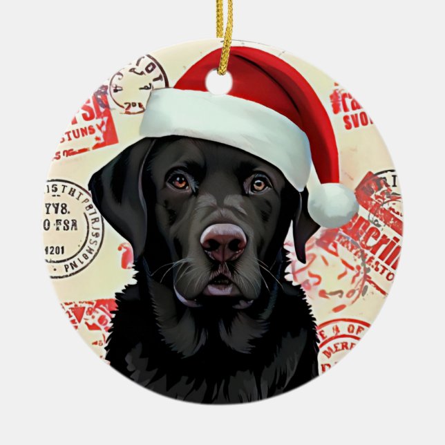 Schwarzer Lab Keramik Ornament (Vorne)