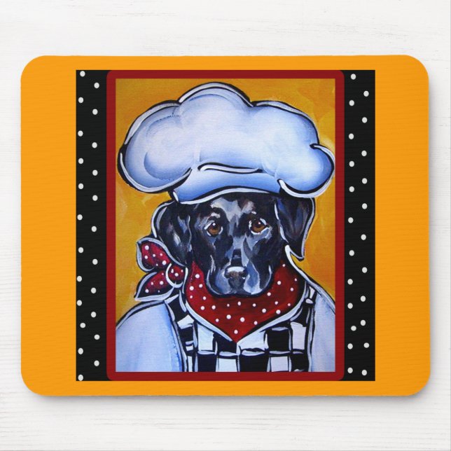 Schwarzer Lab-Koch Mousepad (Vorne)