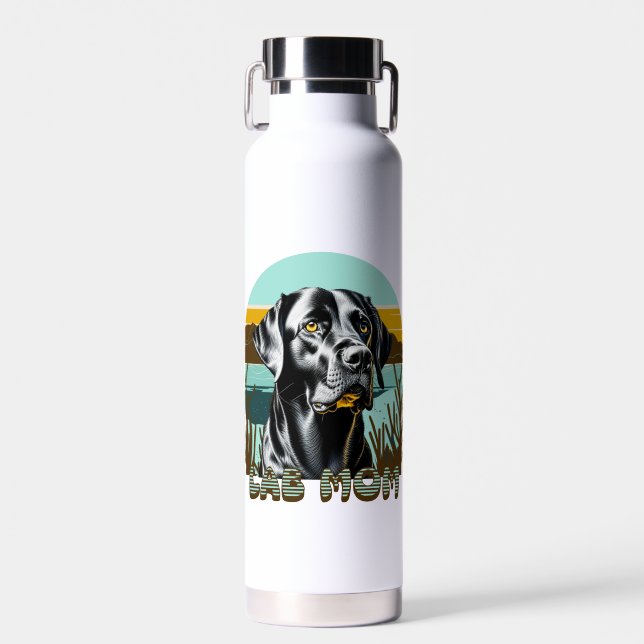 Schwarzer Lab | Lab-Mutter-Hund personalisiert Trinkflasche (Vorne)