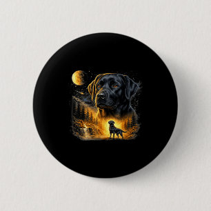 Schwarzer Lab Labrador heult zum Mond vintage Hund Button