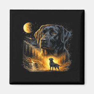 Schwarzer Lab Labrador heult zum Mond Vintage-Hund Magnet