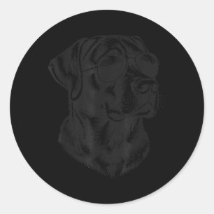 Schwarzer Lab Labrador Retriever Hund mit Sonnenbr Runder Aufkleber