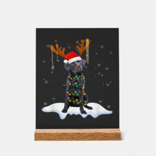 Schwarzer Lab Labrador Weihnachtsbaum Licht Pyjama Acrylschild