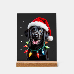 Schwarzer Lab Labrador Weihnachtsbaum Licht Pyjama Acrylschild