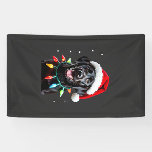 Schwarzer Lab Labrador Weihnachtsbaum Licht Pyjama Banner