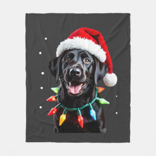 Schwarzer Lab Labrador Weihnachtsbaum Licht Pyjama Fleecedecke