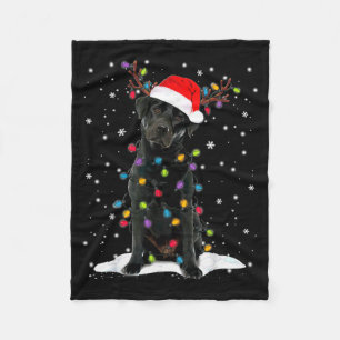 Schwarzer Lab Labrador Weihnachtsbaum Licht Pyjama Fleecedecke