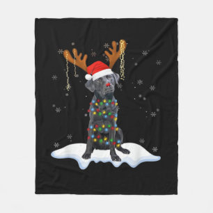 Schwarzer Lab Labrador Weihnachtsbaum Licht Pyjama Fleecedecke