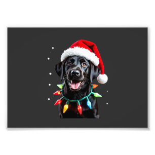 Schwarzer Lab Labrador Weihnachtsbaum Licht Pyjama Fotodruck
