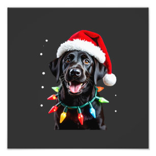 Schwarzer Lab Labrador Weihnachtsbaum Licht Pyjama Fotodruck