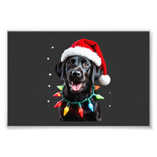 Schwarzer Lab Labrador Weihnachtsbaum Licht Pyjama Fotodruck